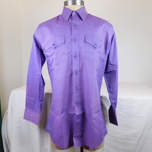 White Horse Men Pearl Snap Up Purple Western Shirt Rockabilly Sz L Vintage FLAW - £7.79 GBP