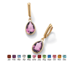 Pear Cut Simulated Birthstone Drop Earrings Gp 14K Gold June Alexandrite - £79.82 GBP