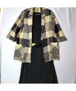 Prato Womens 2 piece Dress &amp; Jacket Size 20.5 Black And Tan Vintage U.S.A. - $22.31