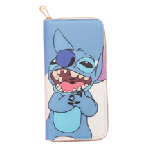 Laughing Stitch Faux Leather Wallet Coin Zipper Pocket Bill Credit Card ... - €17,16 EUR