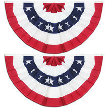 Anley 2 Pcs USA Pleated Fan Flag American US Bunting Flags Half Fan Banner - £10.22 GBP+