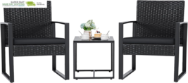3 Pieces Patio Set Outdoor Wicker Furniture Sets Modern Rattan Chair Con... - $188.21