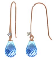 Galaxy Gold GG 14k Rose Gold Fish Hook Earrings with Diamonds and Blue T... - $3,902.30 MXN