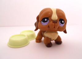 Littlest Pet Shop Brown Dog St Bernard Purple Snowflake Eyes #688 Preowned LPS - £11.95 GBP