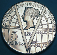 Great Britain 5 Pounds, 2001 Gem Unc~851,491 Minted~100th Anniv Victoria... - £18.83 GBP