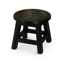 Hand-Carved Maple Leaf Wooden Step Stool | Espresso Finish - $79.99