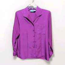 Women&#39;s Blouse Darted Long Sleeves Polyester Size Small By Anna - $11.87