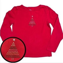  Christmas Tree Holiday Shirt Top Festive 6 Red Gem Long Sleeve Tee by C... - £7.01 GBP