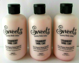 3X Strawberry Swirl Cake Hand Body Lotion Hemp Seed Oil SWEETS 8.5oz - £6.11 GBP