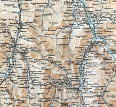 Map St Beal And Bagneres Southern France Rare 1914 Lithograph WW1 Era WHBS - $69.72 CAD