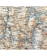 Map St Beal And Bagneres Southern France Rare 1914 Lithograph WW1 Era WHBS - €43,57 EUR