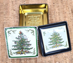 Spode Christmas Tree Coasters Pimpernel Hudson-Scott &amp; Sons Set of 6 NEW IN TIN - £54.52 GBP