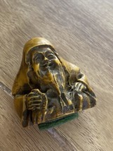 Vintage or Antique Netsuke OLD Carved Resin Man Long Beard Brown Color - £116.80 GBP