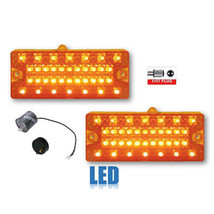 69 70 Chevy Pickup Truck Amber LED Park Light Lamp Lens PAIR &amp; Flasher 1969 1970 - £78.65 GBP