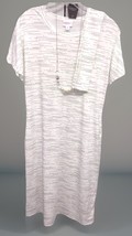 NWT LuLaRoe Medium Ivory &amp; Green Stripes Marly with Pockets &amp; Sash Shift... - $37.61