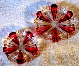 2 Vintage Cranberry Ruby Flash Glass Cigarette Ashtray 4 &amp; 5.5 inches - $29.69