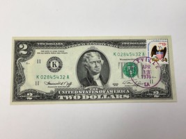 1976 US $2 Dollar Bill Canceled Stamp #1596 BiCentennial - Uncirculated - £34.92 GBP