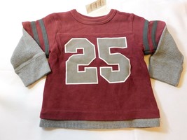 The Children's Place Baby Boy's Long Sleeve Shirt Size 12 Months Burgundy grey - $12.74