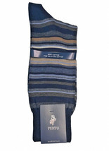 Punto Italian Dress Socks Egyptian Cotton 10-13 Heather Grey Navy Stripe... - $19.70