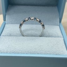 1 Carat Blue and White Natural Diamond Alternating Wedding Band 14k whit... - $22,077.67 MXN