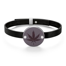 Marijuana Weed Cannabis Grey Leather Bracelet - £21.76 GBP