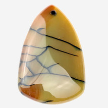 Dragon Vein Agate Pendant Stone Translucent Shield Shape Caramel Color - $12.95