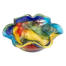 9 Inch Rainbow Multi Colored Art Glass Centerpiece Bowl - €129,29 EUR