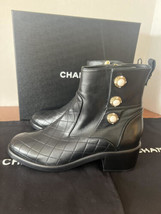 ~New in Box~~Auth 17A Chanel Black Quilted Pearl Boots GHW Size 39.5 - £1,289.85 GBP