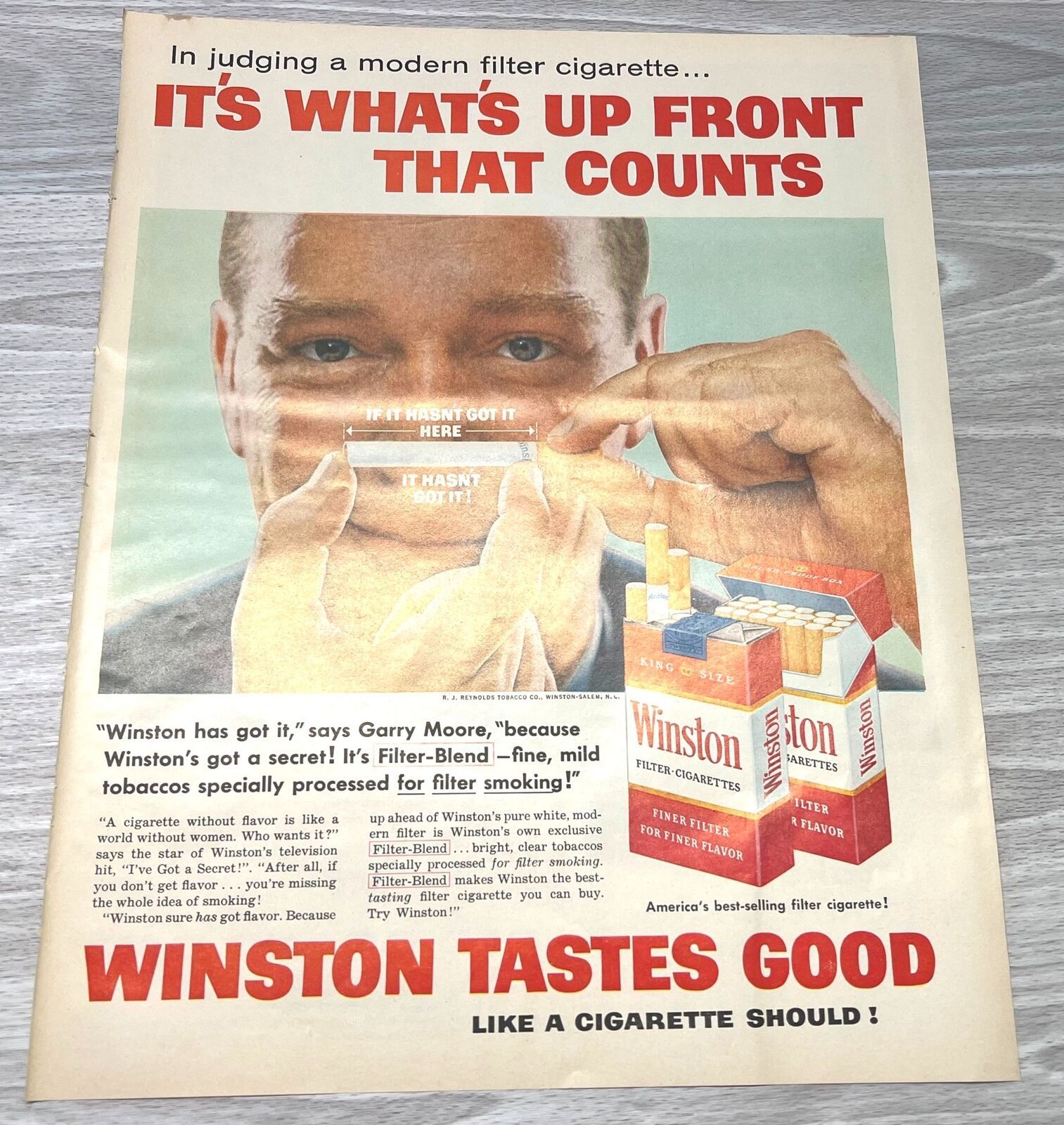 Winston Cigarettes 1958 Vintage Print Ad Taste Good / Old Grand Dad Bourbon - $15.98