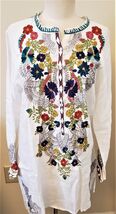 Johnny Was Embroidered Tunic/Dress Size-L White/Multicolor Floral - $178.18