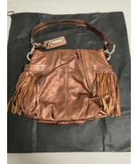 B. Makowsky (A200601) Andalusia Fringe Leather Shoulder Bag Metallic Bronze - $85.00