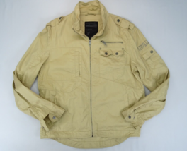 Marc Ecko Cut N Sew Men&#39;s Full Zip Jacket 4 Pocket Hood Sz L Beige Military - £15.01 GBP