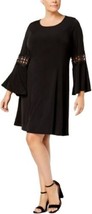 NY Collection Womens Plus Size Bell-Sleeve Fit and Flare Dress Size 2X, Black - £66.49 GBP