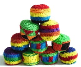 2 WOVEN KNITTED COTTON FOOT KICK SACK novelty toy kicking game ball new ... - $6.60