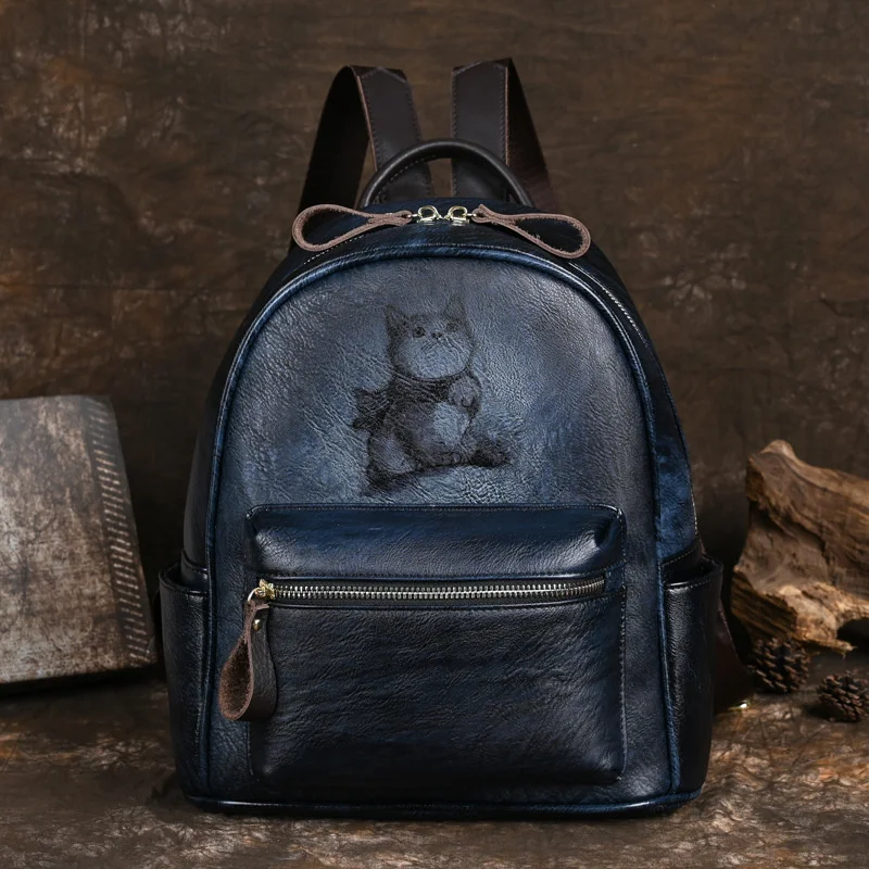  2024  Retro Backpacks For Women Bags  Hand-painted  Leather Luxury Girls School - £56.94 GBP