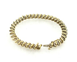 1.5 ct DIAMOND TENNIS 7" INCH BRACELET Real SOLID 10 K Yellow Gold 13.0 g - £1,727.58 GBP