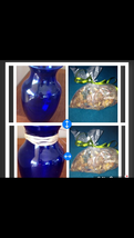Set of 2 Blue Glass Vases Approx  8" With 2 bags of citrus potpourri - $99.99