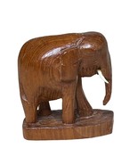 Vintage 70&#39;s Hand-Carved Elephant Figurine Dark Wood - $14.85
