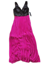NWT Nicole Miller Black Sequin Bodice Magenta Pink Pleated Mesh Dress Gown 6 - £41.02 GBP