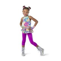 Costume Gallery Medium Child Hologram Capri Unitard Bright Multicolor 80s - $26.80 CAD