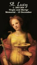 St. Lucy LAMINATED Prayer Card, 5-pack, plus two free holy cards - £10.16 GBP