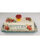 Pioneer Woman Butter Makes Everything Better Dish Turquoise Blue Floral - £15.66 GBP