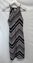 Wild Daisy Dress Juniors Sheath Dress Black Tan White Chevron Print Sleeveless M - £14.76 GBP