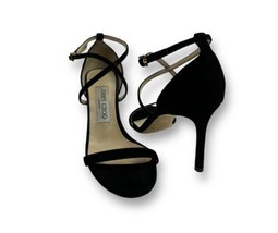 Jimmy Choo Women&#39;s Hesper 85 Black Suede Heels Strappy Sandals Size 35 - £170.84 GBP