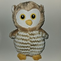 Avon Annie the Owl Plush Tan White Chevron 13&quot; Stuffed Animal Toy Sewn Eyes - £15.82 GBP