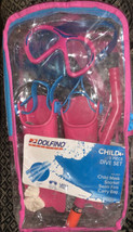 Dolfino 5 Piece Dive Set Swim Mask Snorkel Swim Fins Carry Bag Pink Ages 4+ - £21.63 GBP