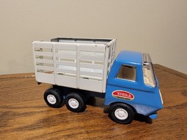 1970&#39;s Tonka Mini Blue &amp; White Stake Bed Tilt Box Dump Truck 5&quot; Press Steel - £15.81 GBP