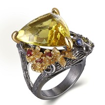 DreamCarnival 1989 Chic Fashion Jewelry Ring Big Gold Color Triangle Zircon Red  - £25.10 GBP