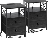 Amhancible Night Stand Set 2, Small Bedside Table With Fabric Drawers He... - $168.98