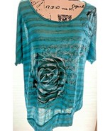 Womens Benal Turquoise Metallic Top Stretch 52” Bust 24” &amp; 28 Large ? SK... - $6.88
